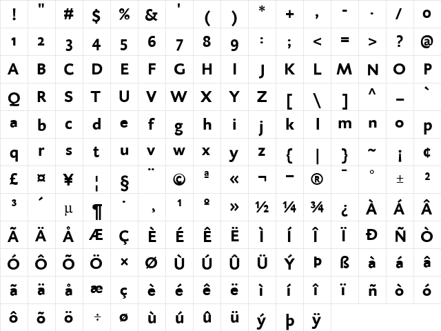 DTLCaspariST Regular  glyph index