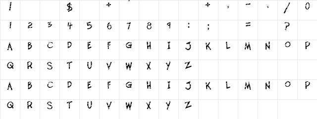 Chalky Stroke Regular  glyph index