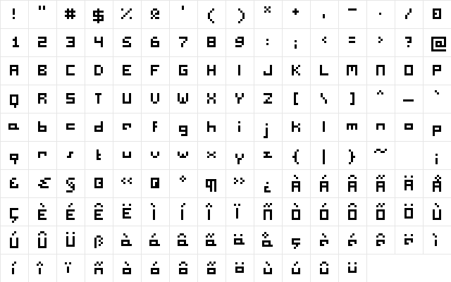 Bmf-10 Regular  glyph index