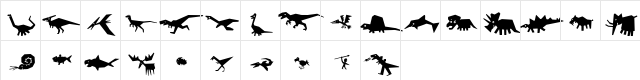 P22Prehistoric Regular  glyph index