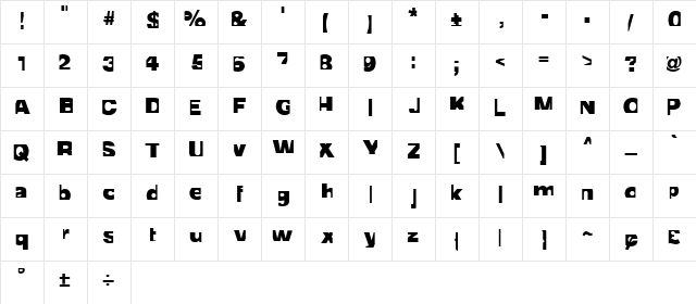 Cropper Regular  glyph index