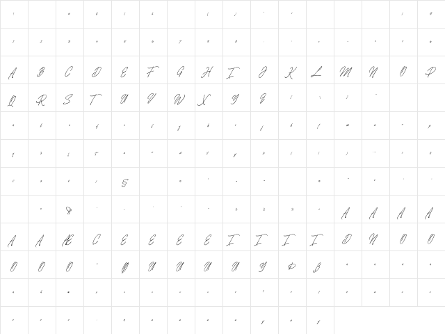 Blarrack Personal Use Regular  glyph index