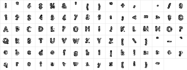 Worms Regular  glyph index