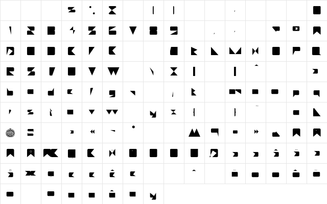 Daetona Regular  glyph index