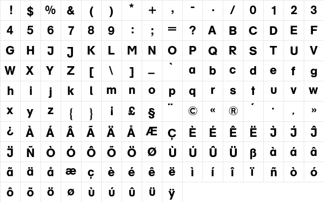 AG Schulbuch BQ Regular  glyph index