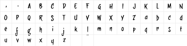 sideburnBob Regular  glyph index