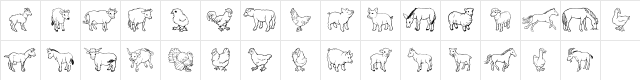 GE Barnyard Friends Regular  glyph index