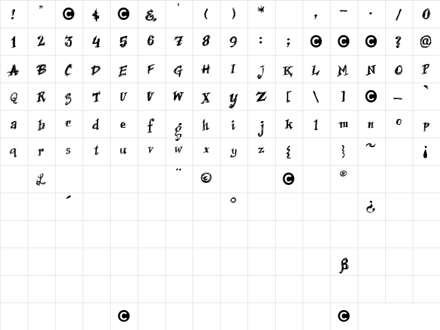 PatchingCompound Regular  glyph index
