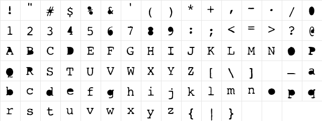 AL Oxygen Regular  glyph index