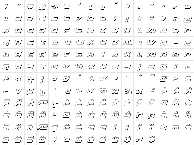 Armed Lightning 3D Italic Italic  glyph index