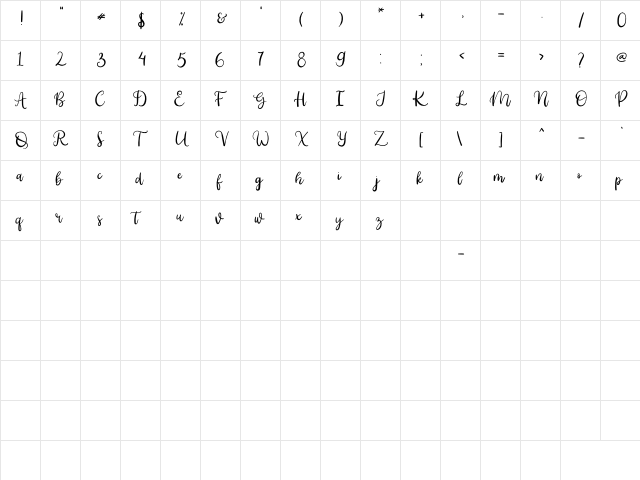 Nathiya Regular  glyph index