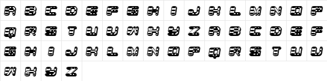 Mona Italic  glyph index