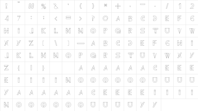 Geometrica ExtLt geometric Regular  glyph index