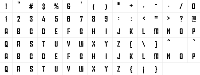 CRACK WALL Regular  glyph index