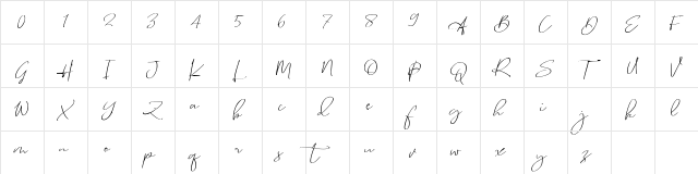 AudreyDemo Regular  glyph index