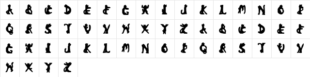 Black Feline Regular  glyph index