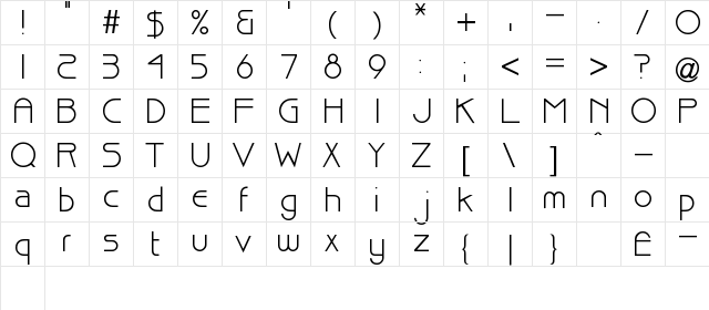 Pointer Regular  glyph index