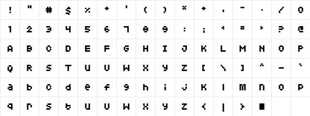 Squarodynamic 04 Regular  glyph index