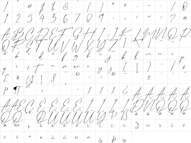 Santa Fe Spring - Personal Use Regular  glyph index