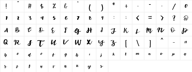 endorse Regular  glyph index