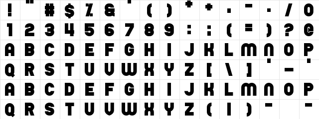 Unability Regular  glyph index