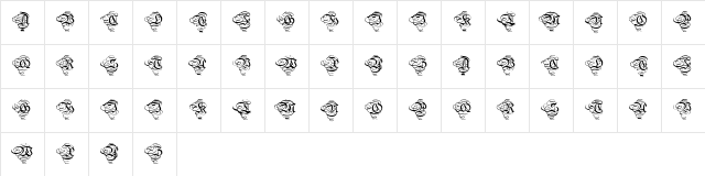 Aristokrat Zierbuchstaben Regular  glyph index