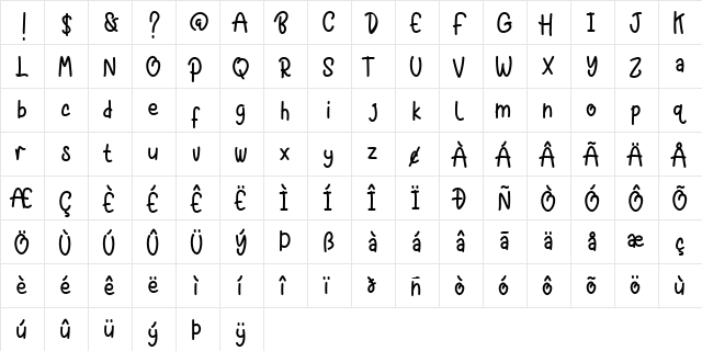 Black Butter Regular  glyph index