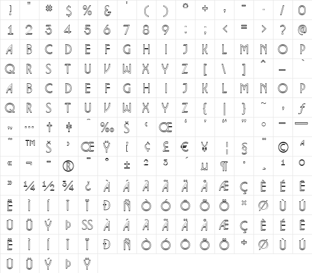 a_LancetOtl Regular  glyph index