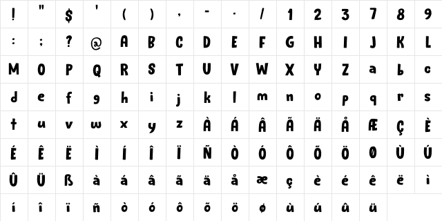 Bunny Daydream DEMO Regular  glyph index