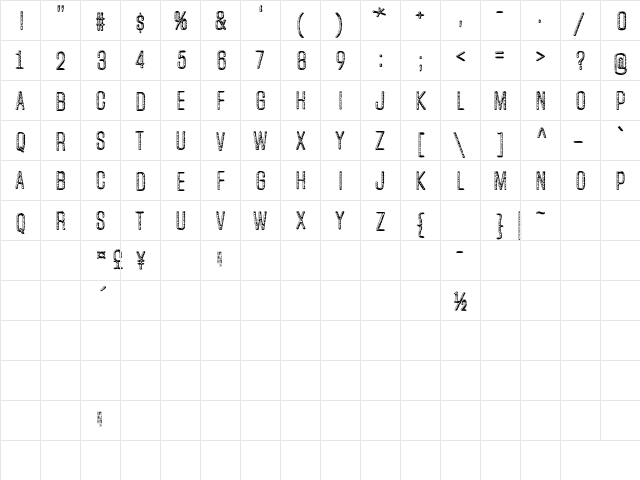 Unfinished Sympathy Regular  glyph index