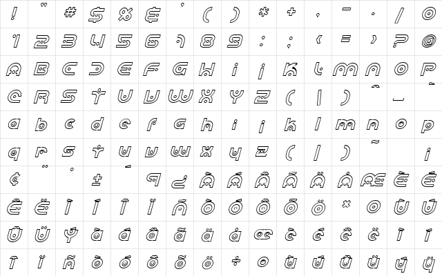 SF Planetary Orbiter Outline Italic  glyph index