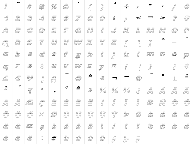 TomBeckerGradoE BoldItalic  glyph index