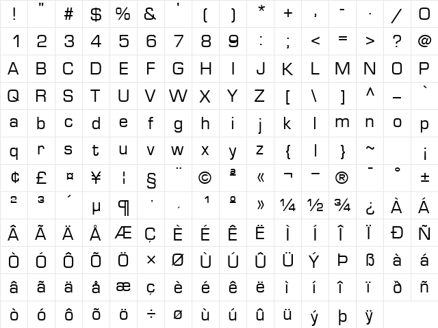 PalindromeSSK Regular  glyph index