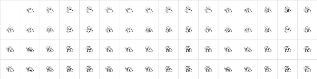 KR Sunny Days Regular  glyph index