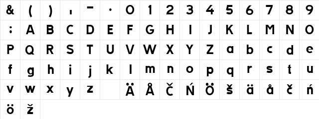 TratexSvart Regular  glyph index