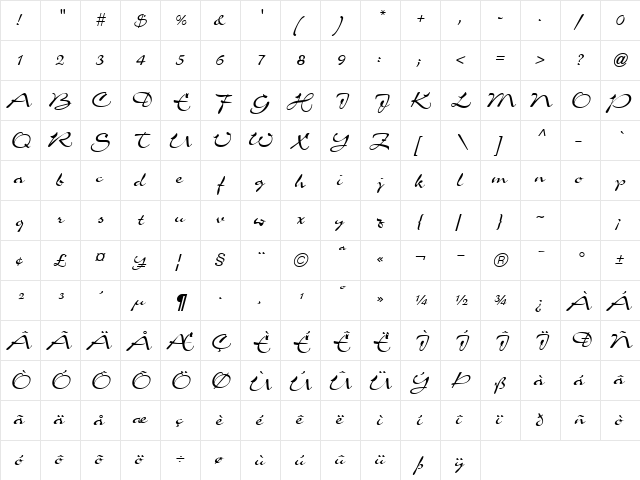 Charme ICG Regular  glyph index