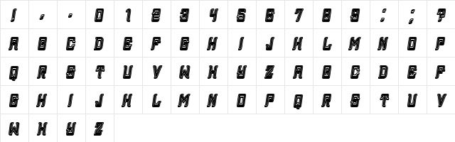 Assyrian 3D Filled Italic  glyph index