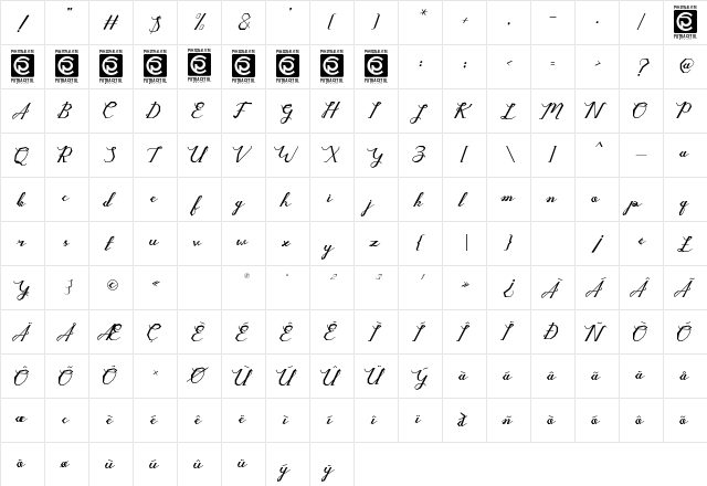Rygid Regular  glyph index