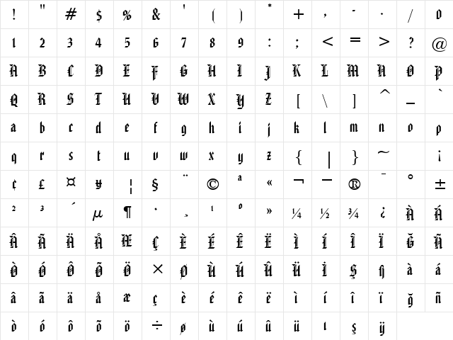 00802 Regular  glyph index