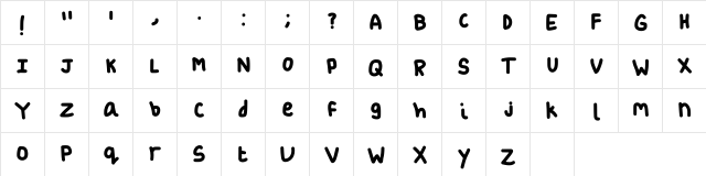 Blissful Regular  glyph index
