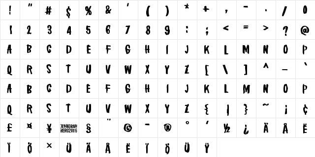 Brake a leg! Regular  glyph index