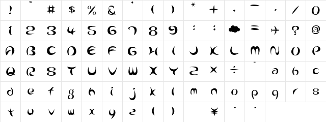Airplane Regular  glyph index