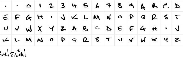 Fatboy Slim BLTC BRK Regular  glyph index