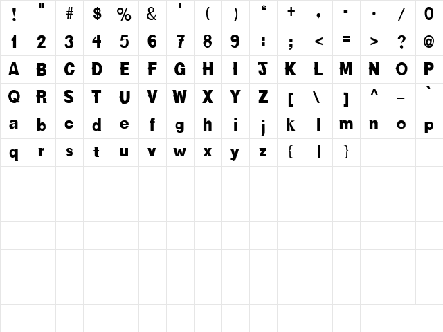 Own Way 6 Regular  glyph index