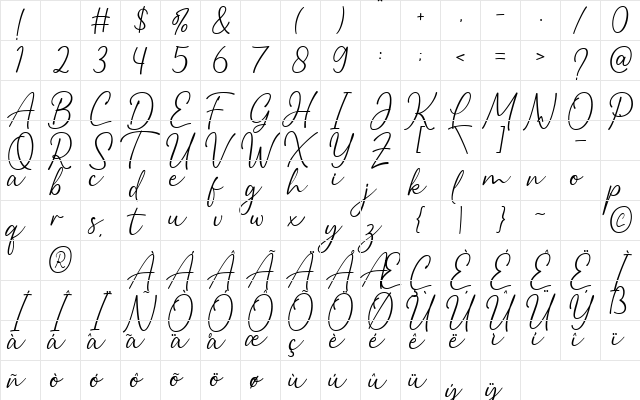 Balista Regular  glyph index