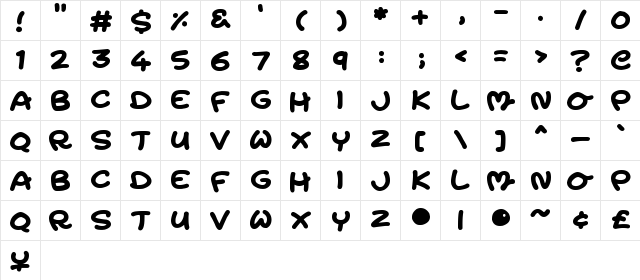 Magic Moons Regular  glyph index