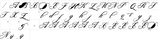 Sterling Script Swashes Regular  glyph index