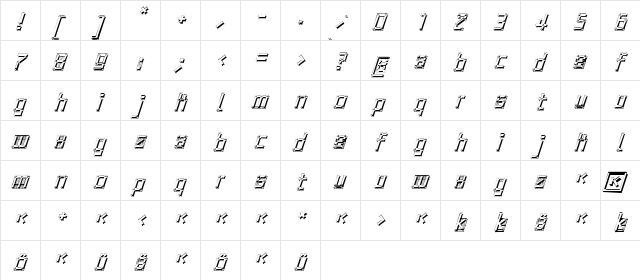 ArchitypoShadow Regular  glyph index