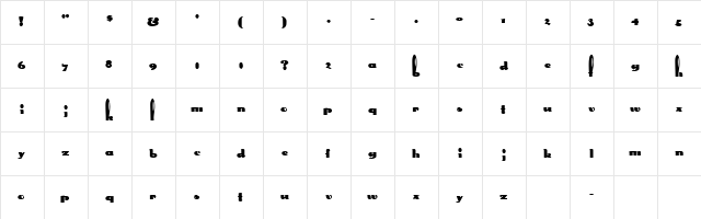 Gypsy 7 Regular  glyph index