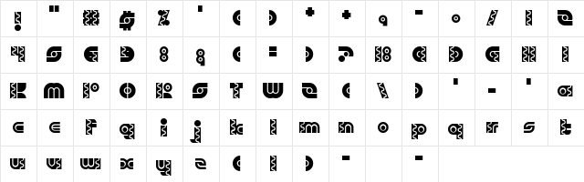 Robo Arriba Regular  glyph index